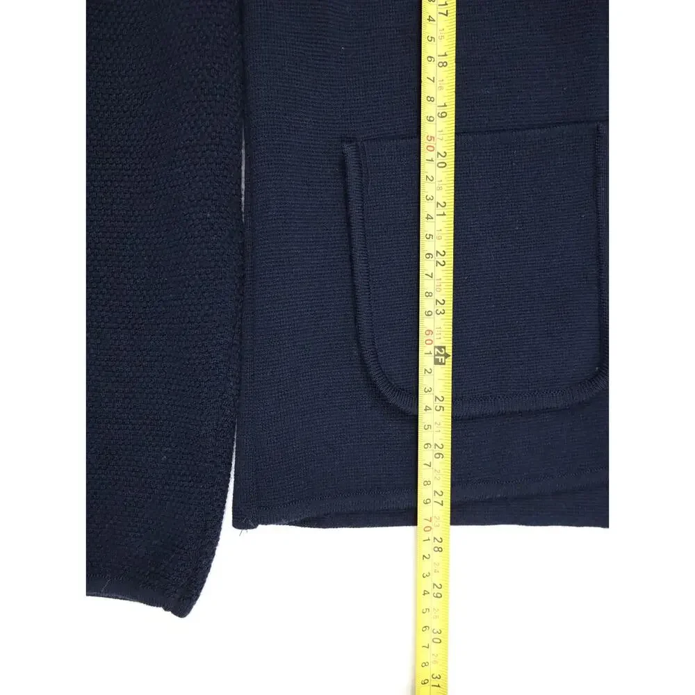 Quiet Luxury European Wool Knit Blazer Cardigan Cortigiano in Bottega Navy Small